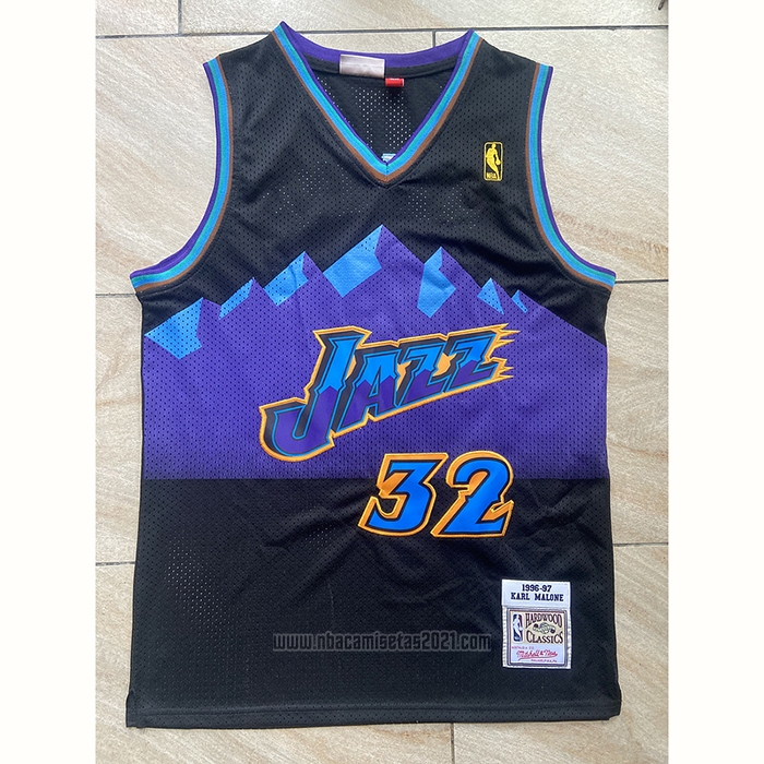 Camiseta Utah Jazz Karl Malone #32 Mitchell & Ness 1996-97 Negro